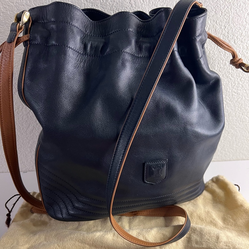 Celine Black and Brown Leather Shoulder Bag